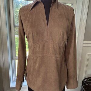 Ann Taylor Loft Faux Suede Taupe Pullover - Women's Size 4